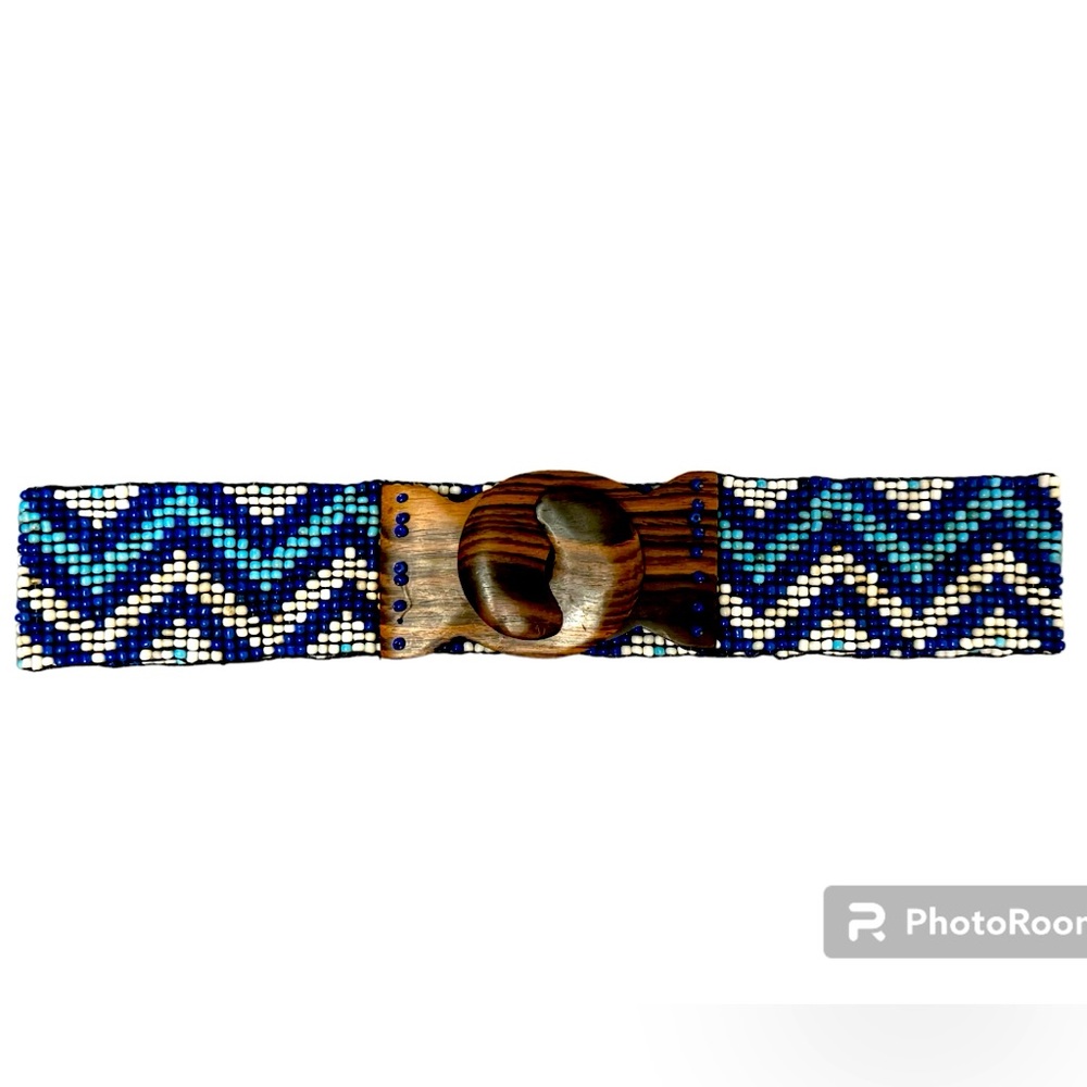 Vintage beaded and wood belt